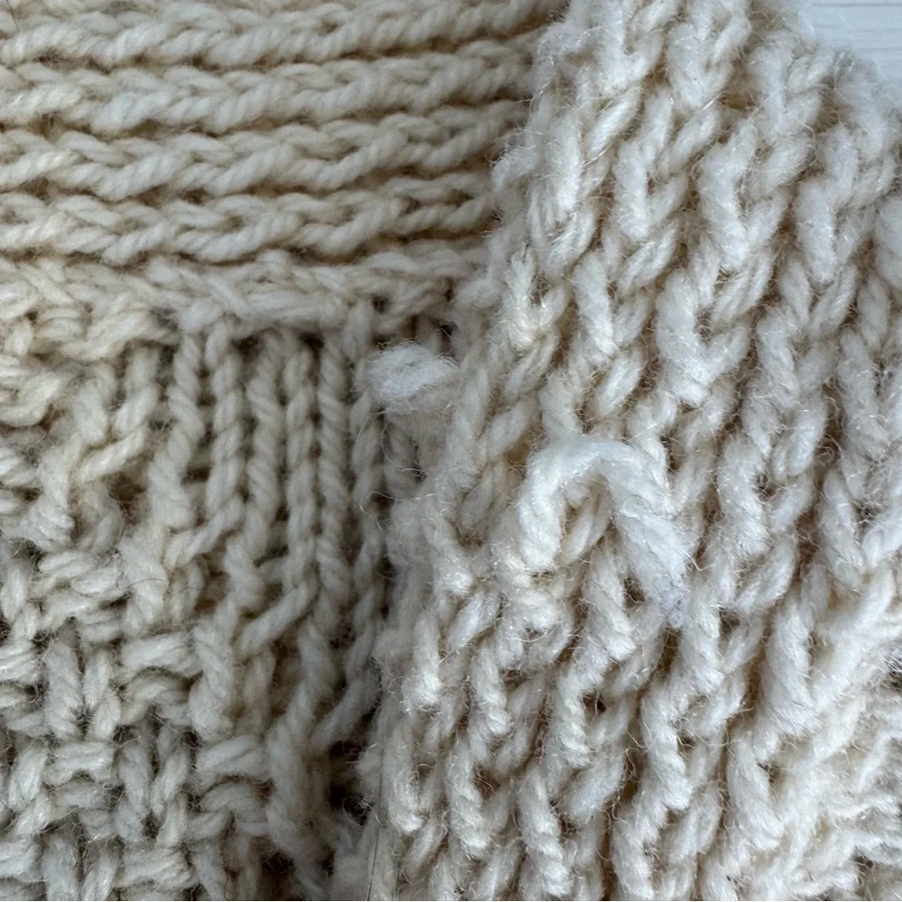 Vintage Handmade Cable Knit Cardigan Fisherman Sweater - Picture 6 of 6